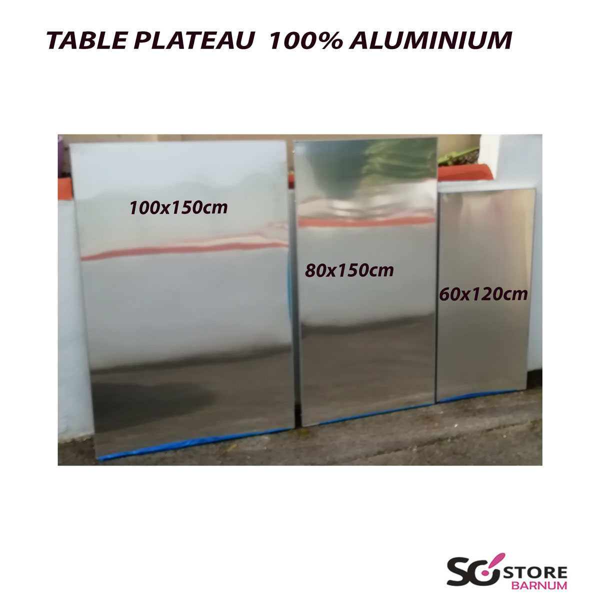 Plateau en aluminium - 60x40 - hauteur 2 cm
